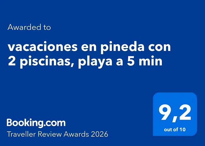 vacaciones en pineda con 2 piscinas, playa a 5 min